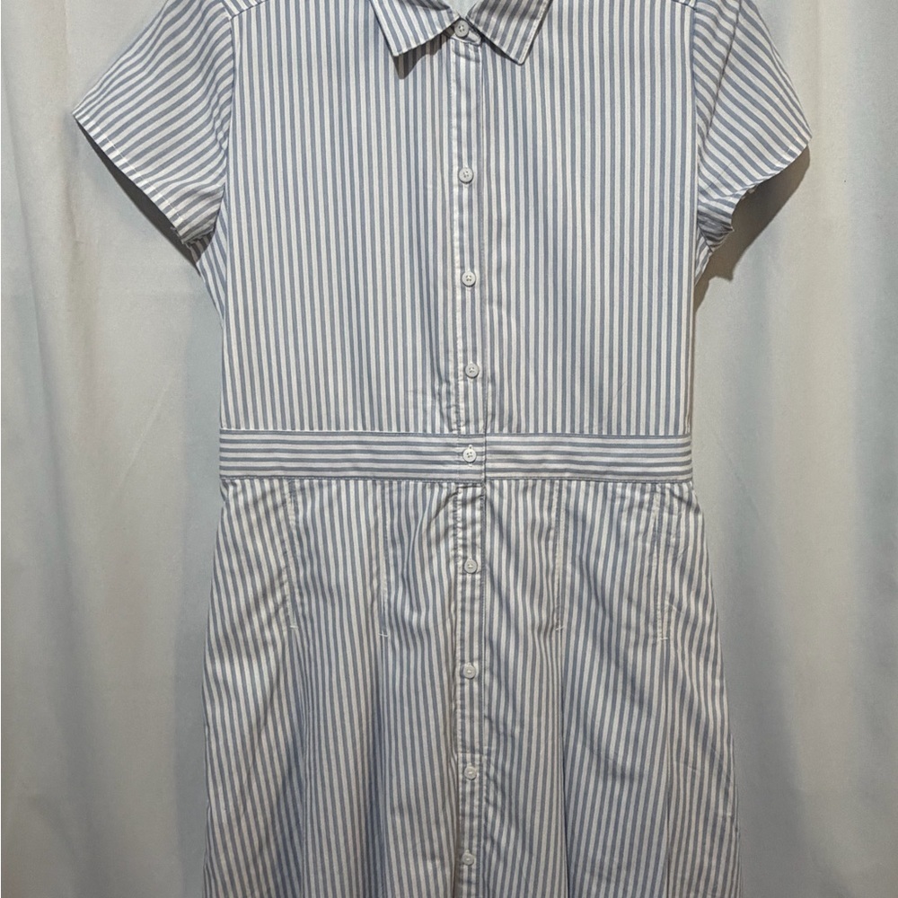 Abercrombie Kids Light Blue and White Striped Dress Size 15/16 NWT Pockets